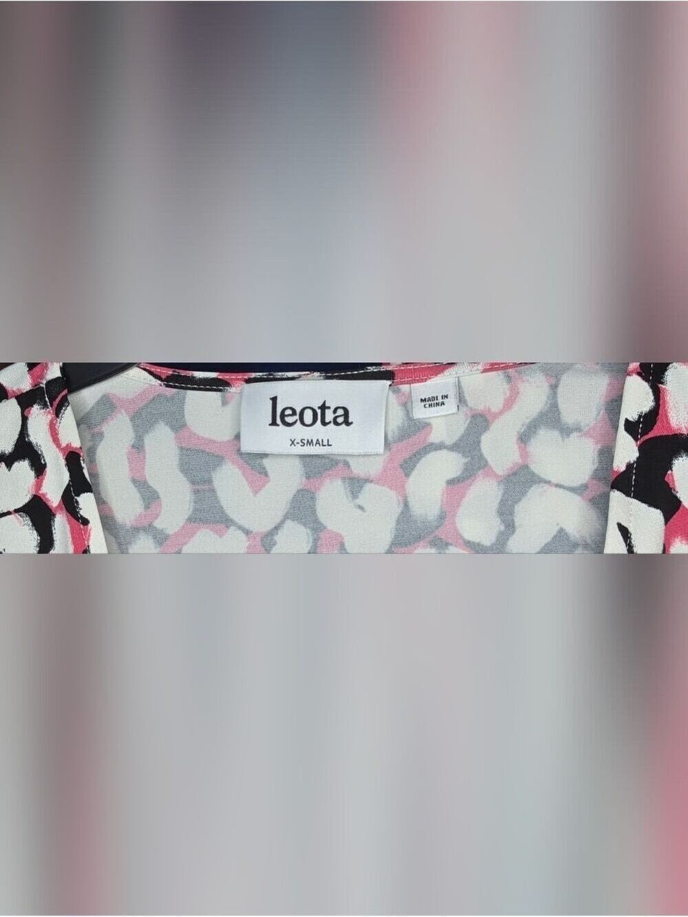 Leota Wrap Dress Pink Black White Abstract Print Hi Low Midi Dress XS - Picture 9 of 10